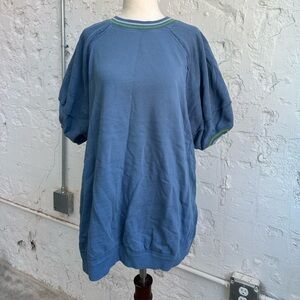 We The Free Dusty Blue Short-Sleeve Sweatshirt with Lime Accent